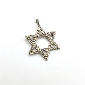 Vintage Sterling Silver Marcasite Star of David Pendant Magen David Charm